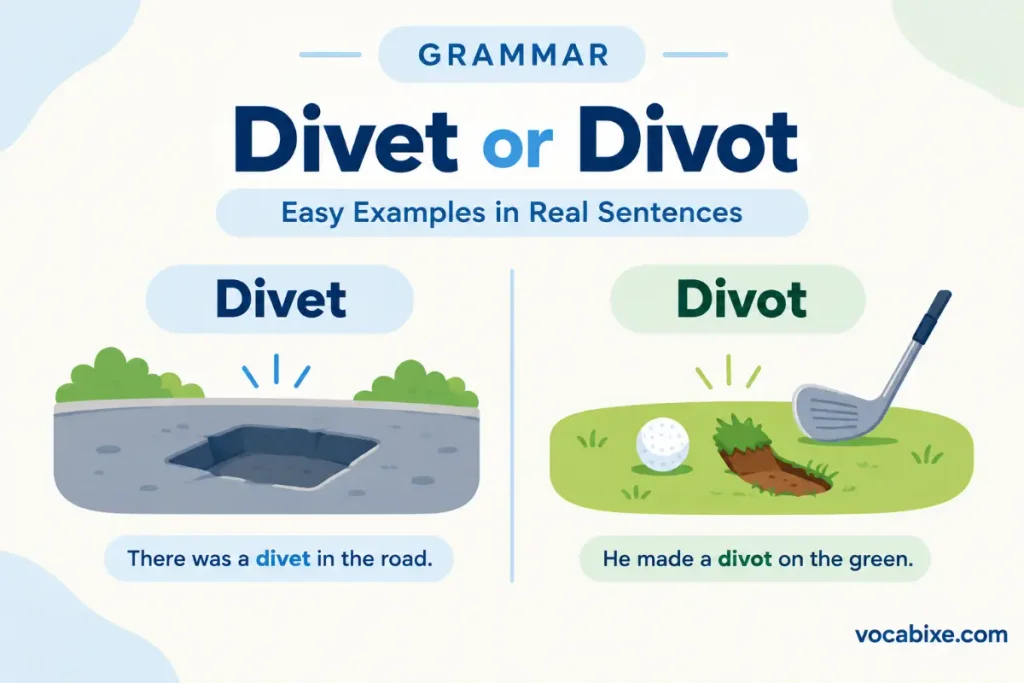 Divet or Divot Easy Examples in Real Sentences