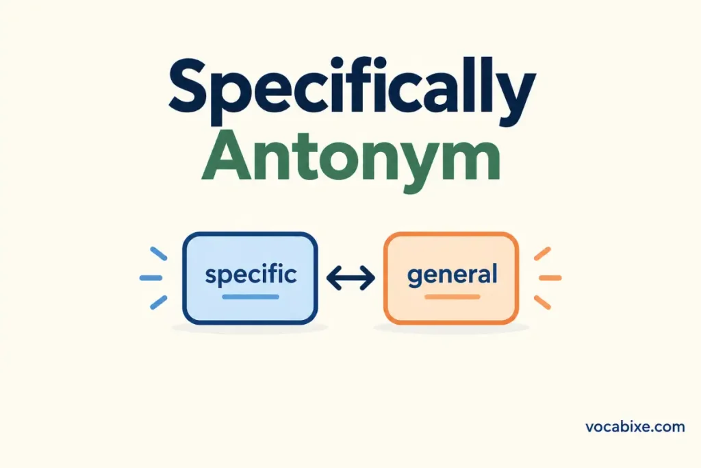 Antonym of Specifically